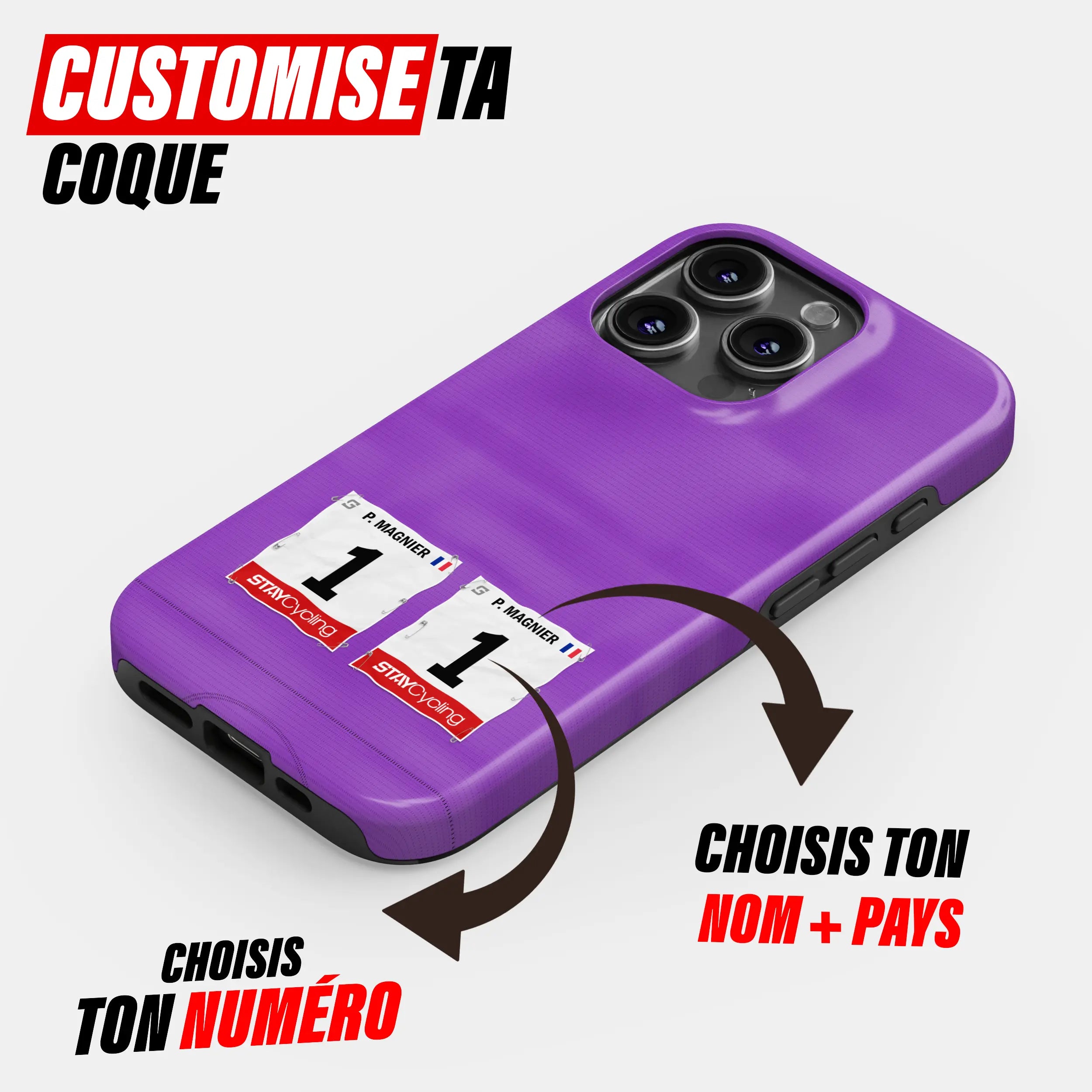Coque téléphone cyclisme personnalisée aux couleurs Maglia Cyclamen, protection double couche
