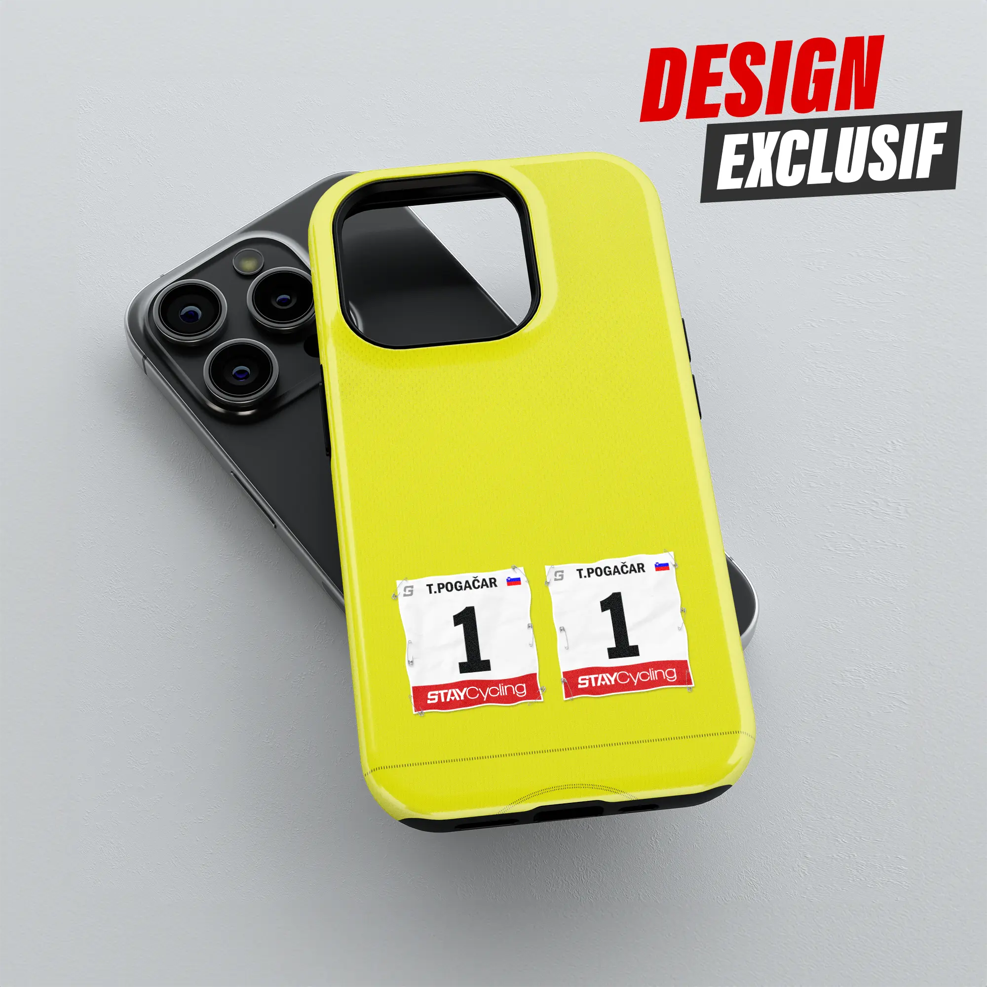 Coque de téléphone Maillot Jaune, détail de l'impression 3D haute définition