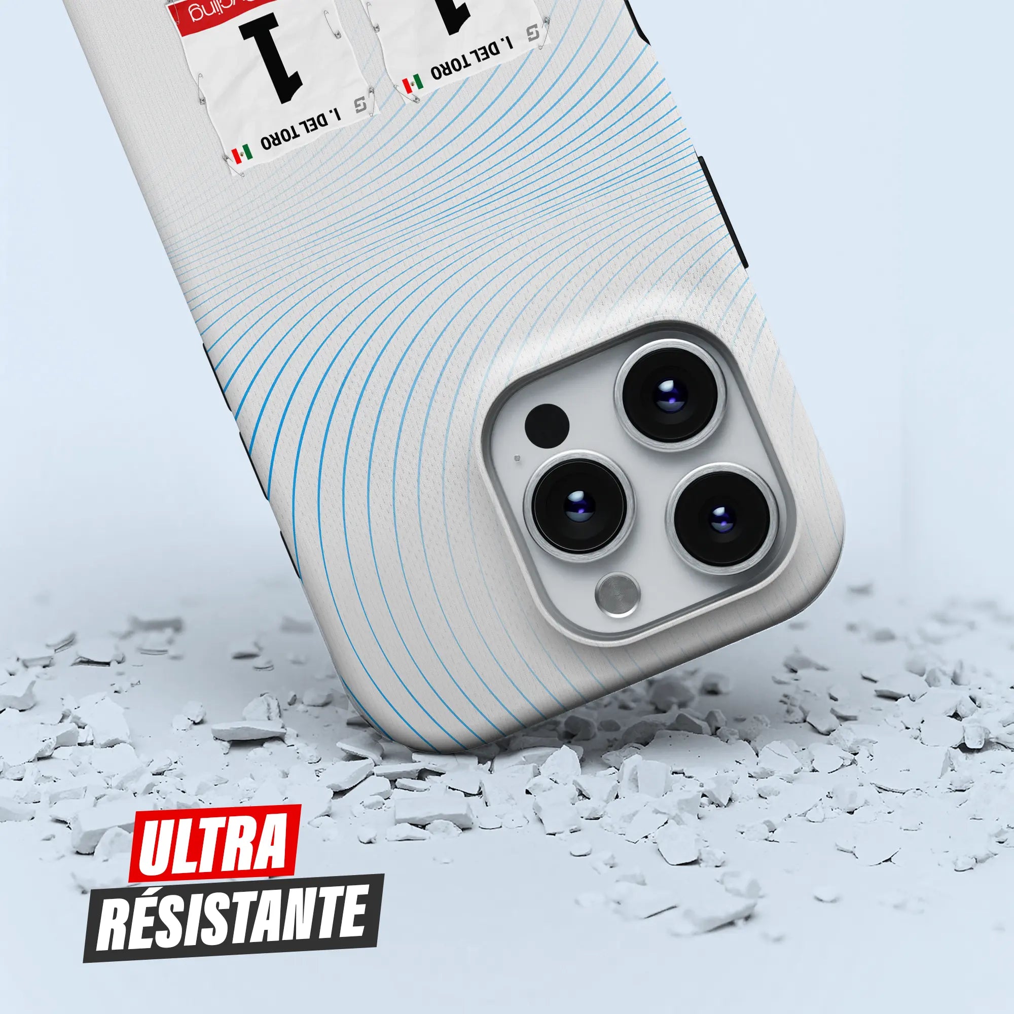 Coque iPhone cadeau cycliste Maillot Meilleur Jeune avec nom, numéro et drapeau