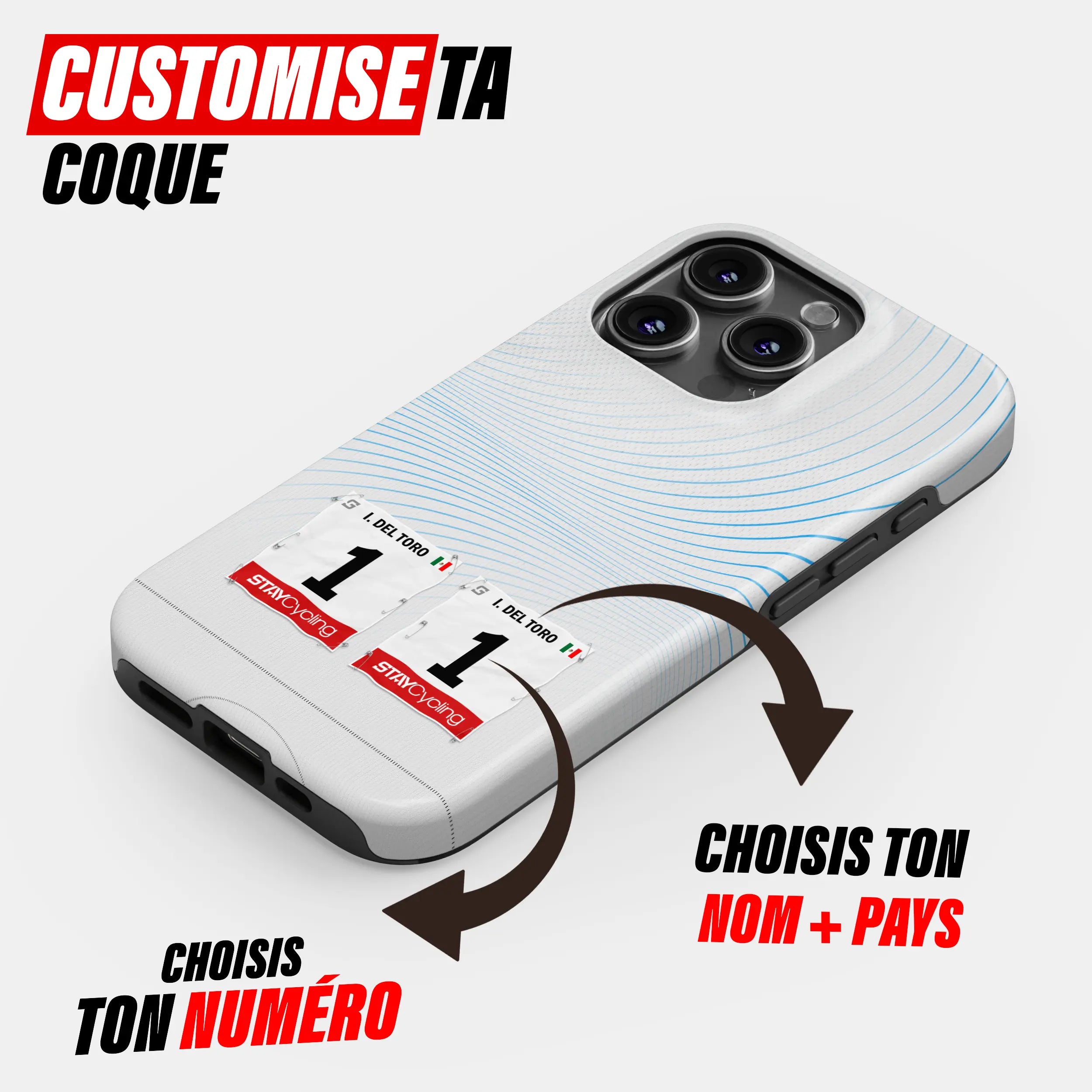 Coque téléphone cyclisme personnalisée aux couleurs Maillot Meilleur Jeune, protection double couche