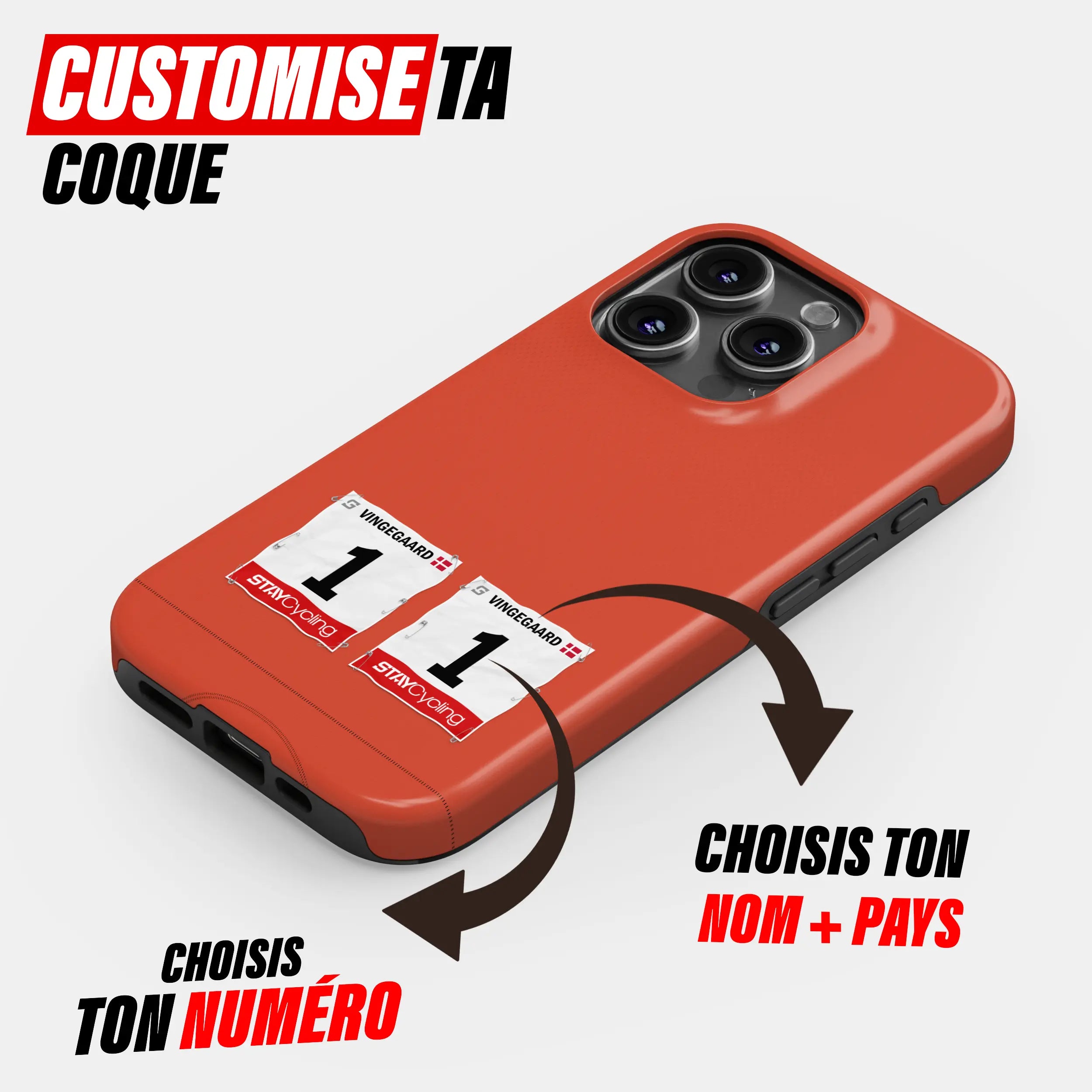 Coque téléphone cyclisme personnalisée aux couleurs Maillot Rouge Vuelta, protection double couche