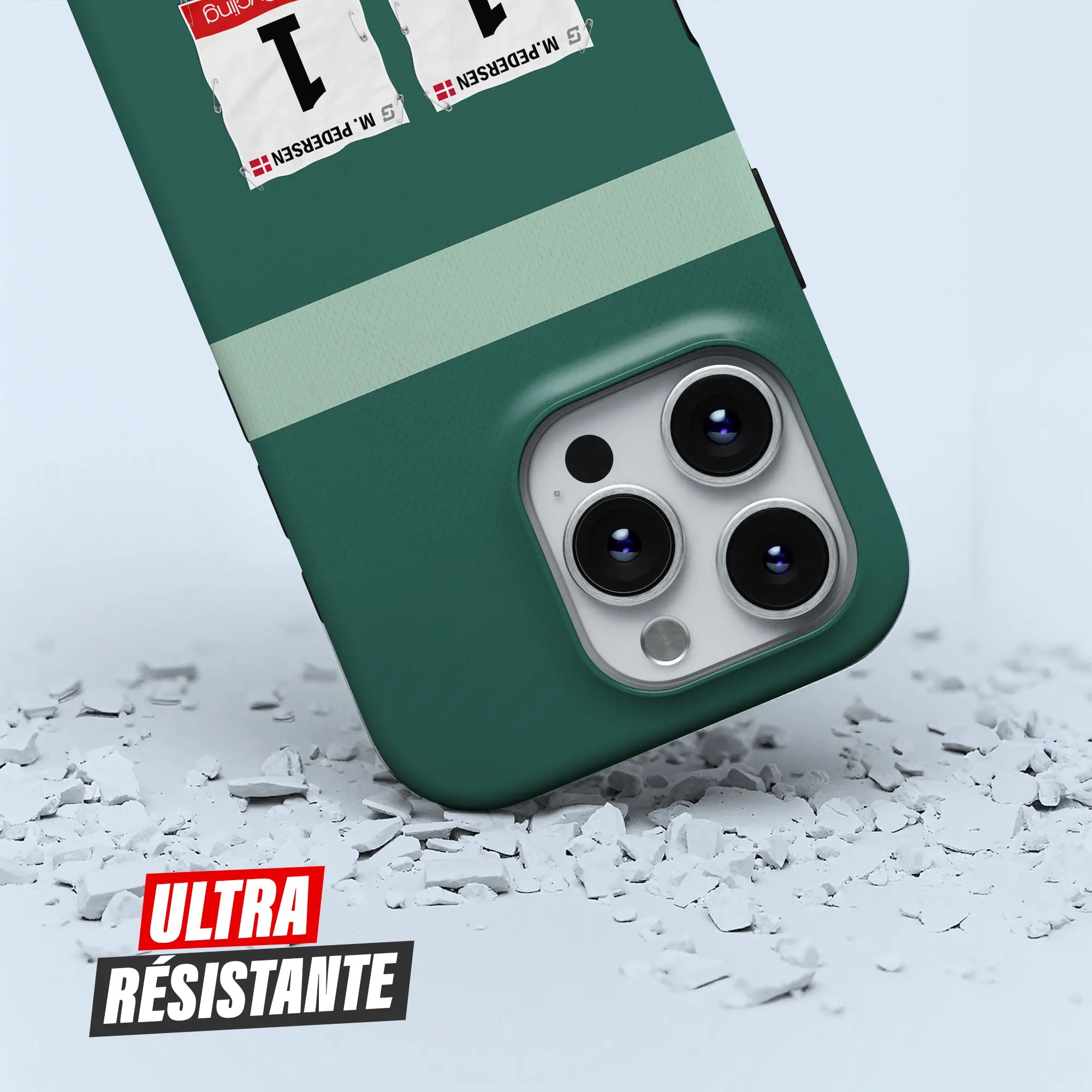 Coque iPhone cadeau cycliste Meilleur Sprinteur avec nom, numéro et drapeau