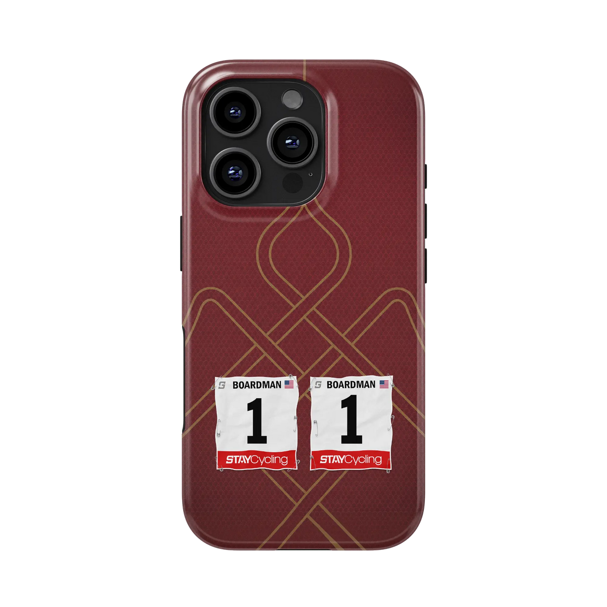 Coque iPhone cyclisme Modern Adventure personnalisée avec dossard, nom et numéro