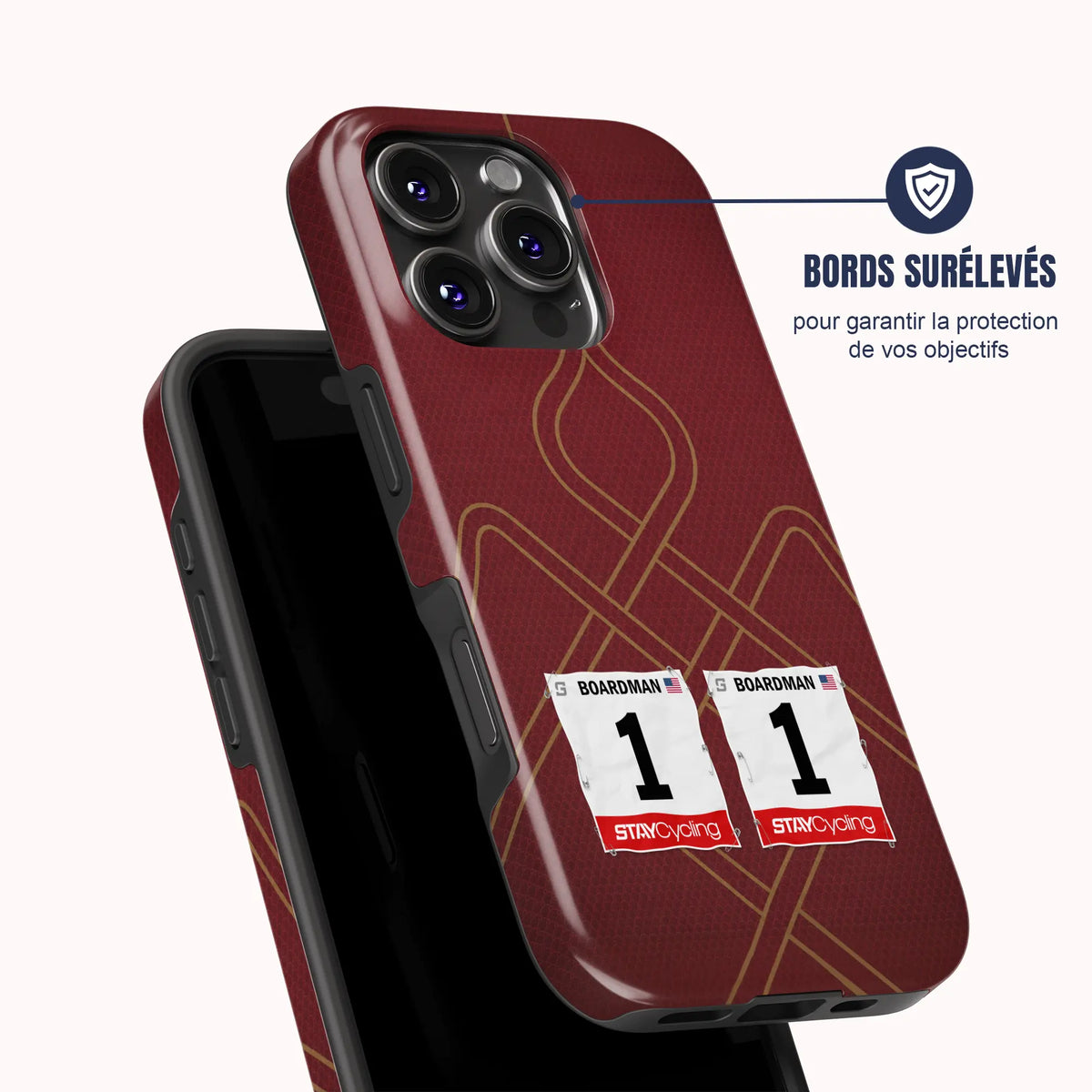 Coque de téléphone cyclisme Modern Adventure, vue de dos avec dossard