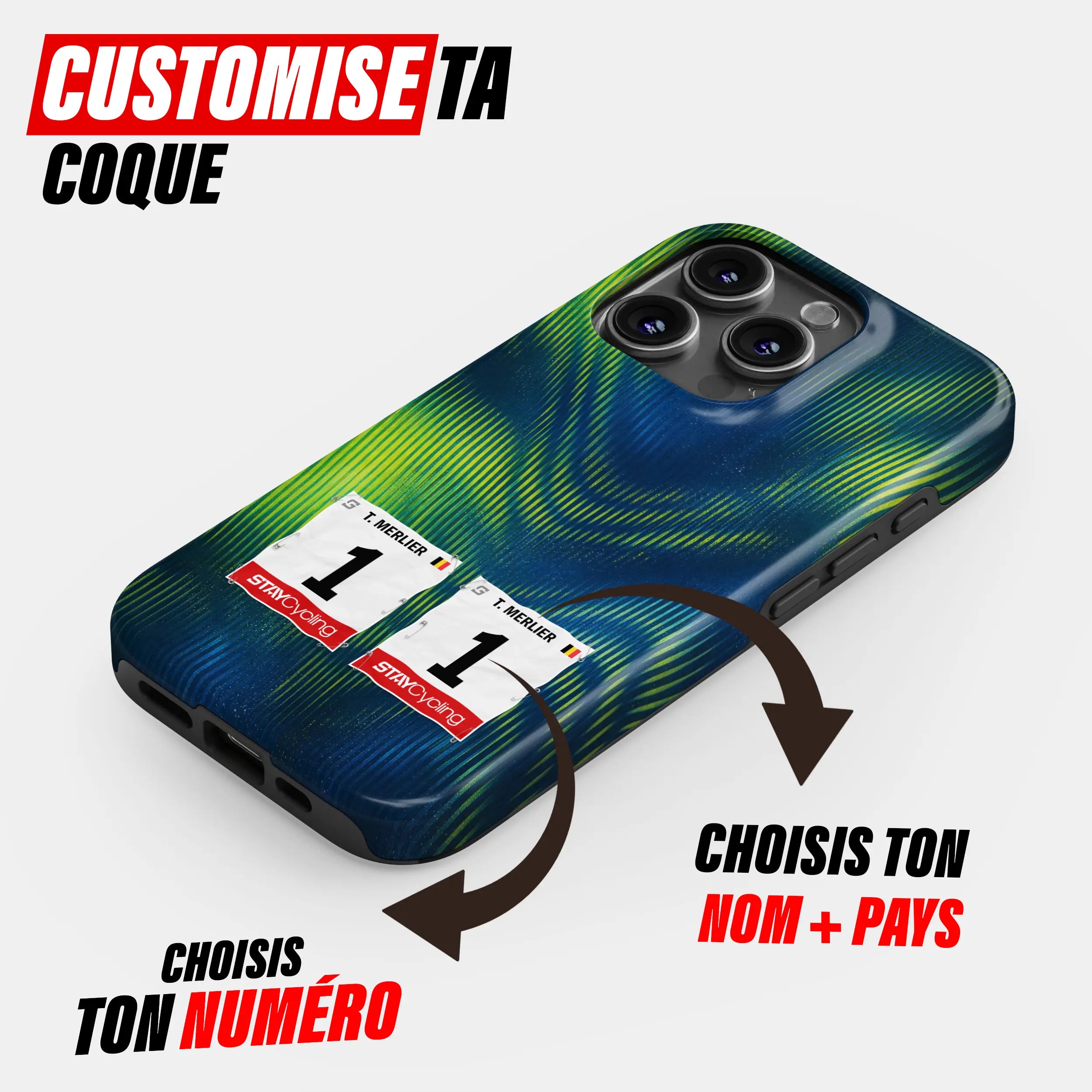Coque téléphone cyclisme personnalisée aux couleurs Soudal Quick-Step, protection double couche