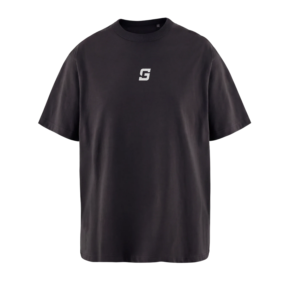 T-shirt cyclisme oversize noir STAY Cycling, vue de face avec logo brodé sur la poitrine