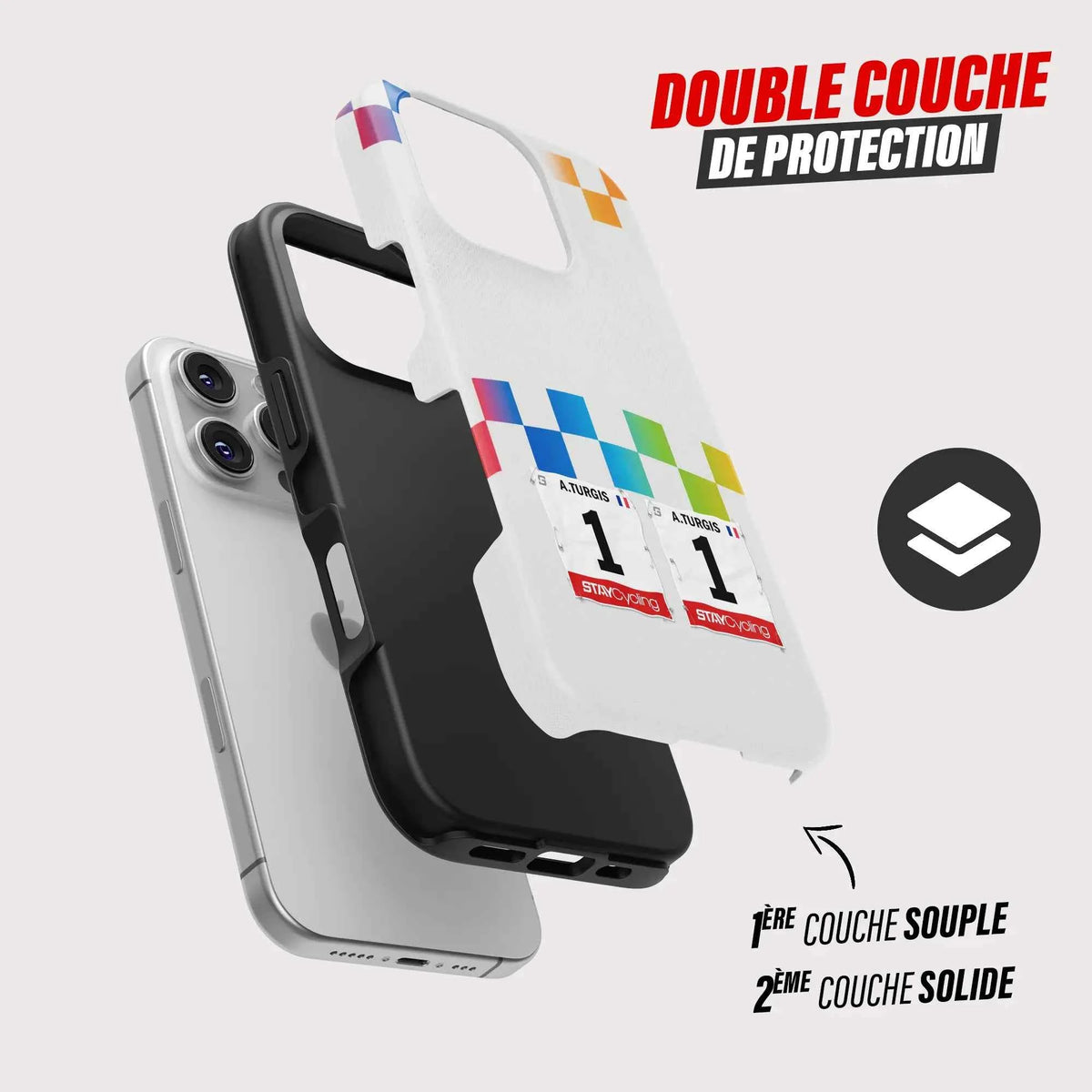 Coque iPhone Total Energies personnalisable, gros plan sur le dossard
