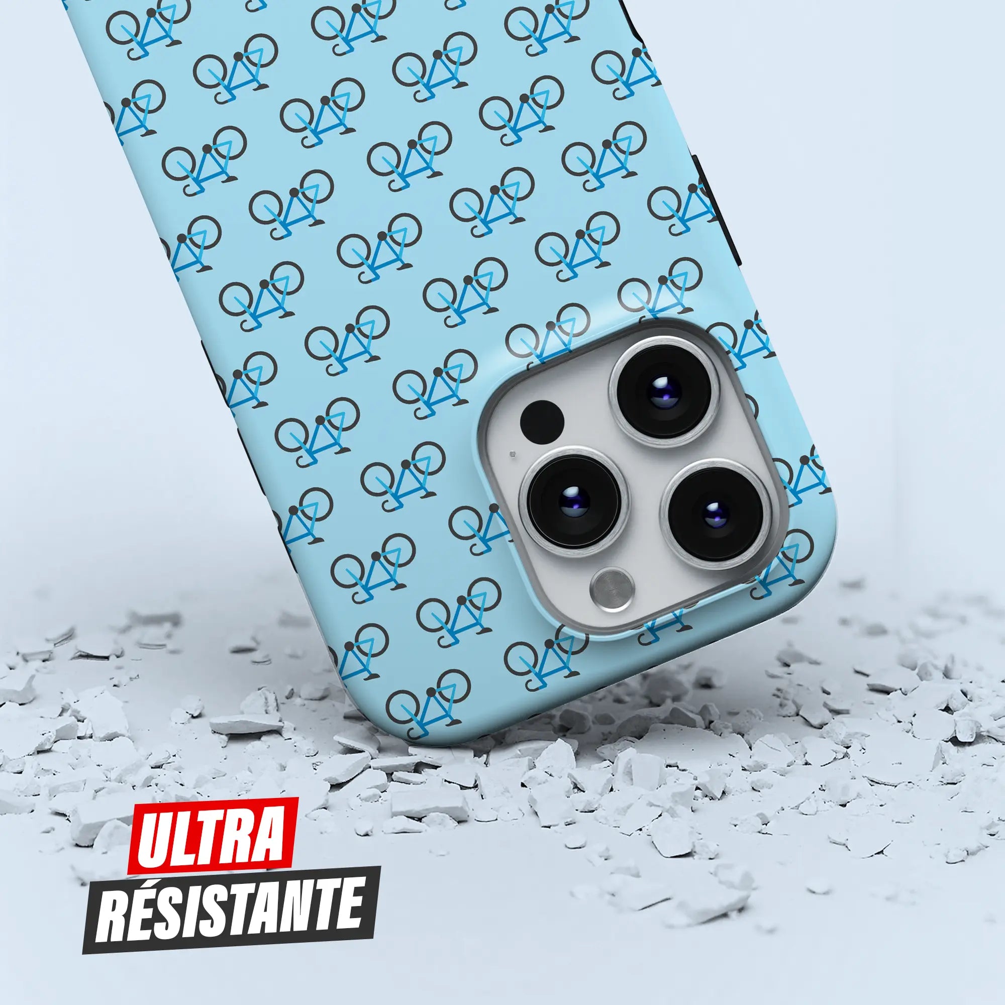 Coque iPhone cyclisme Blue Bike, protection double couche