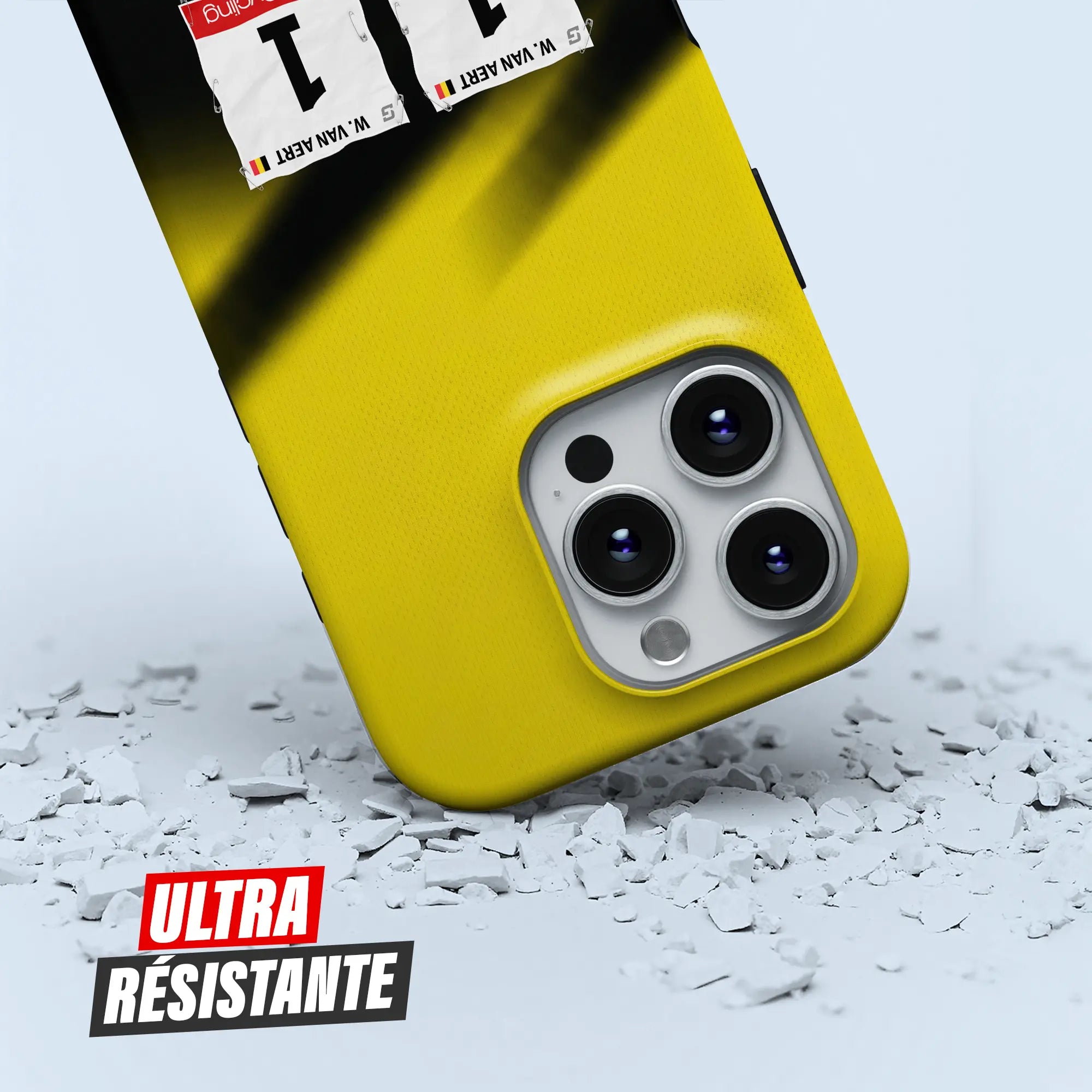 Coque iPhone cadeau cycliste Visma Lease a Bike avec nom, numéro et drapeau