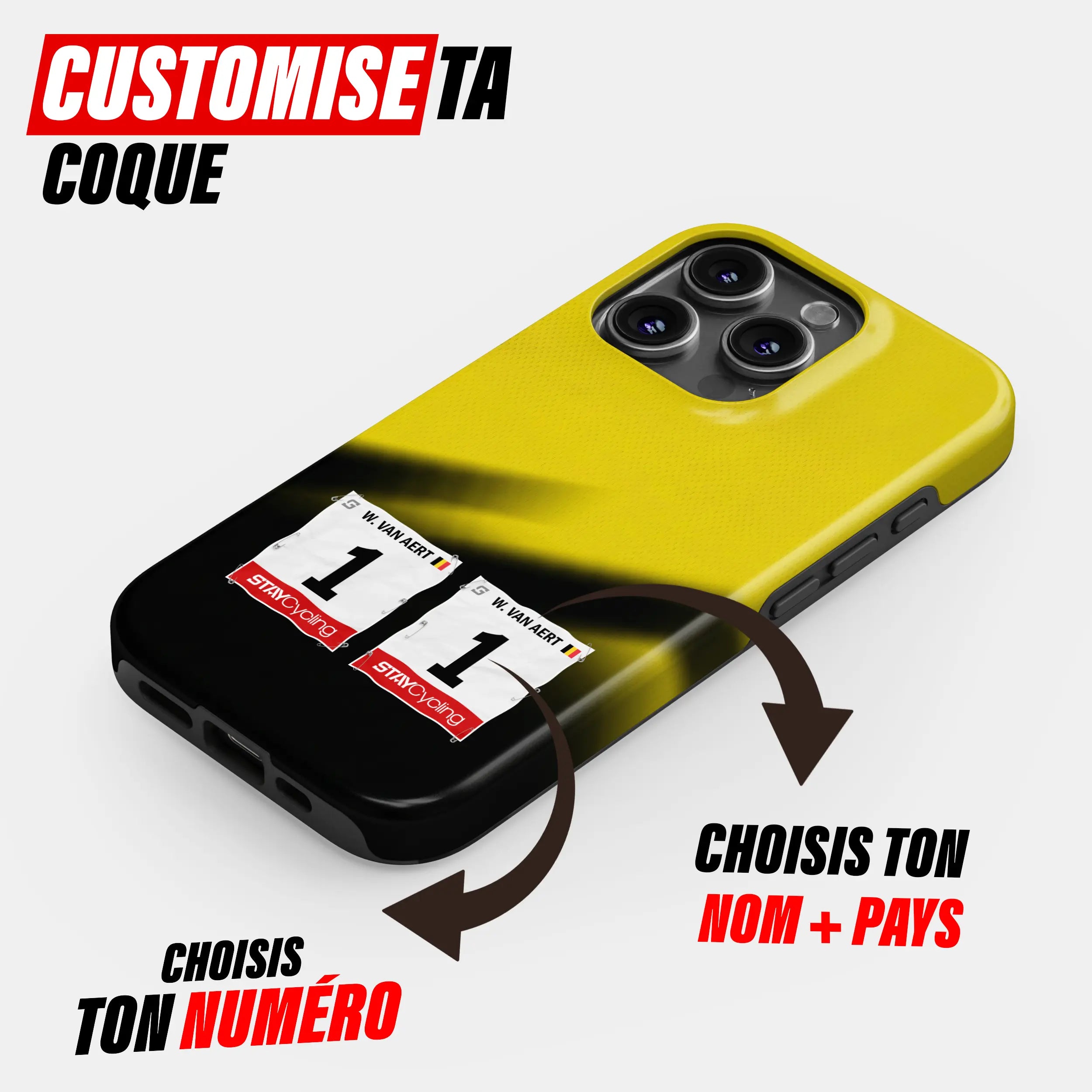 Coque téléphone cyclisme personnalisée aux couleurs Visma Lease a Bike, protection double couche