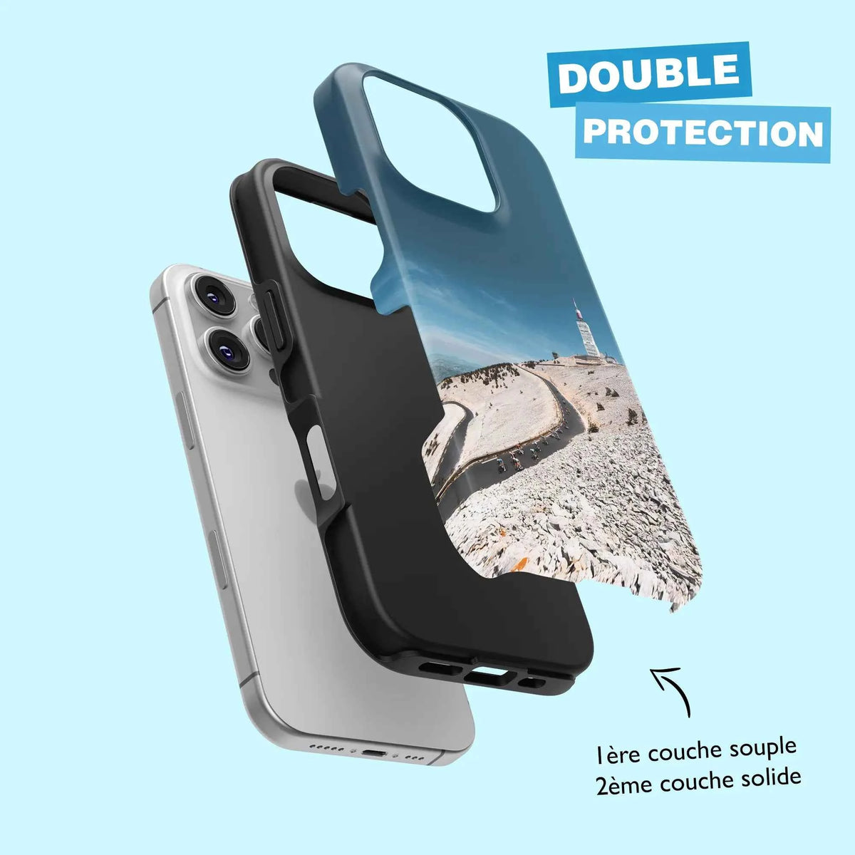 Coque de téléphone Mont Ventoux, vue de dos avec le visuel du col